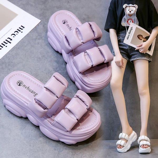 

slippers summer 2021 women's sandals leather upper material fashion casual beach soft comfortable and light, Black