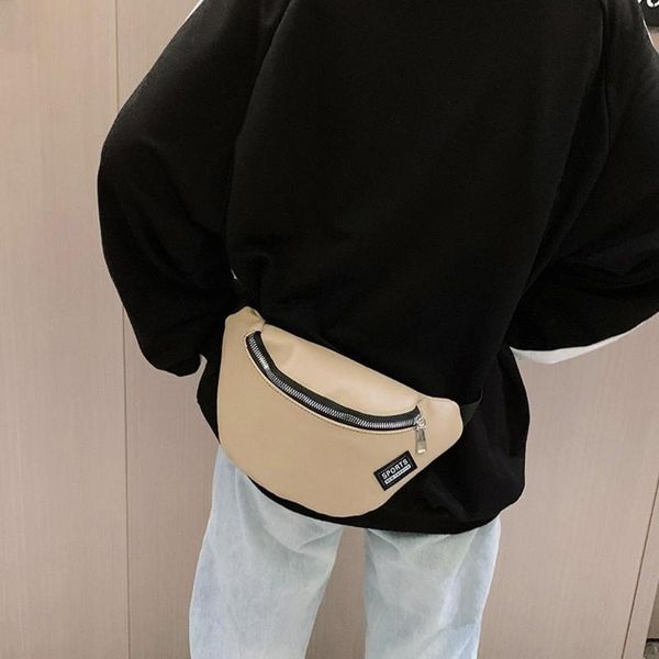 

fashion women solid color zipper messenger bag chest waist phone bags