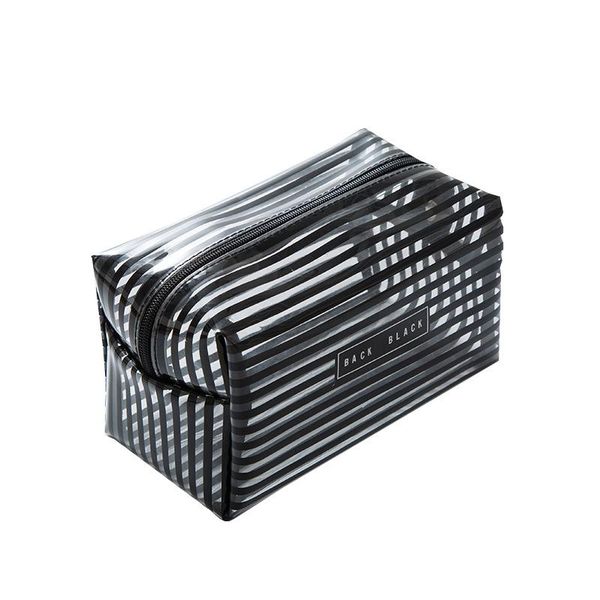 

cosmetic bags & cases fashion striped zipper storage bag portable waterproof transparent lady travel toiletry