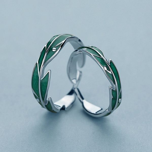 

2 rain falling banana leaves couple rings opening ring personality designs, Golden;silver