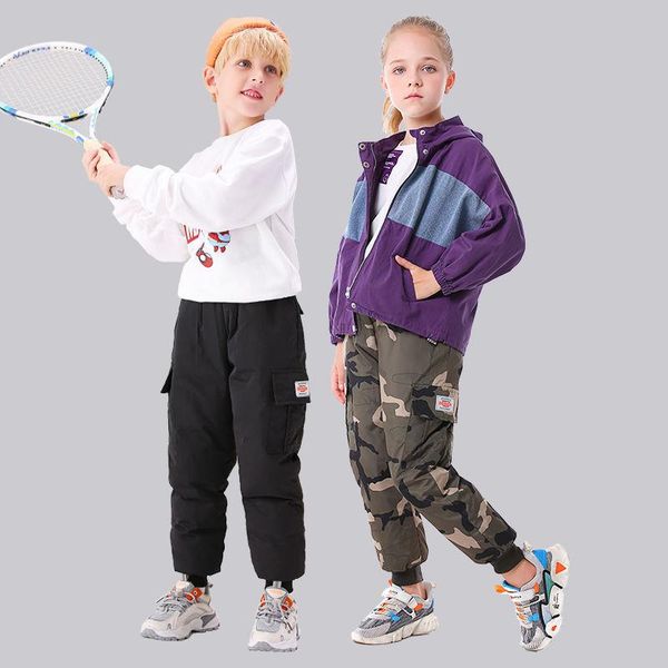

trousers down for boy camouflage warm overalls pants wear 2021 thick winter outdoor windproof slim casual, Blue