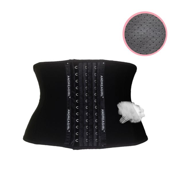 

22cm short latex waist trainer women slim body shaper girdles corsets 9 steel bone workout slimming belt perforated and ventilated 9052, Black;white