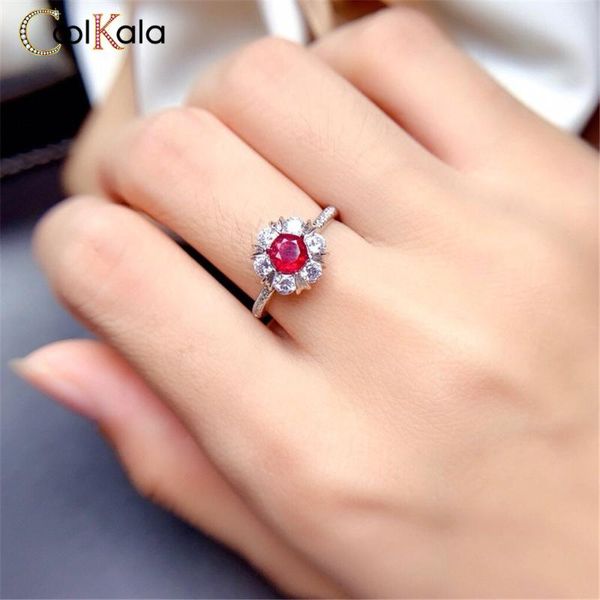 

wedding rings coolkala fashion red green tourmaline full open ring female live hand jewelry, Slivery;golden