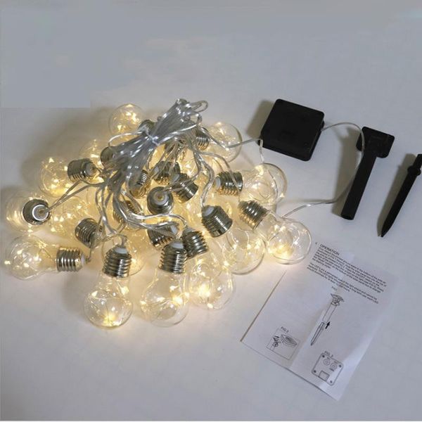 

strings solar waterproof g40 copper wire bulb garden courtyard light control string