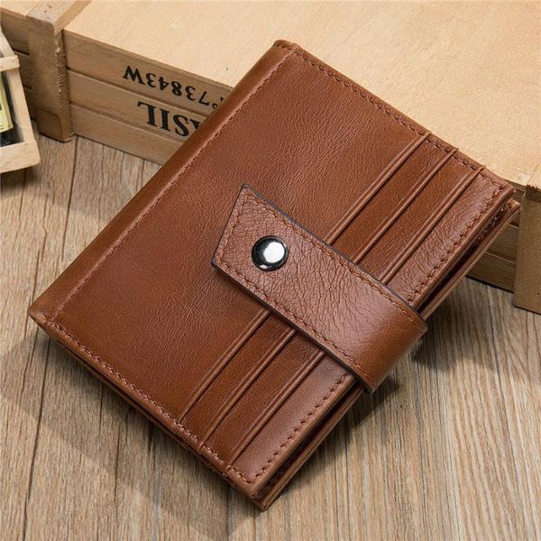 

card holders genuine leather male function case business holder buckles men hasp credit passport bag id wallet, Brown;gray