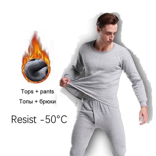 

keep warm thermal underwear sets for men winter thermo underwear long johns winter clothes men's underwears thick resist -50Â°c 220108, Black;white