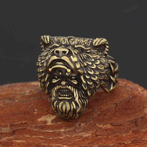 

fashion titanium steel viking bear man ring bear head celtic ring, Silver