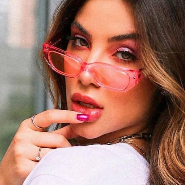 

sunglasses 2021 vintage small cat eye women fashion brand designer jelly color sun glasses female show shades oculos feminino, White;black