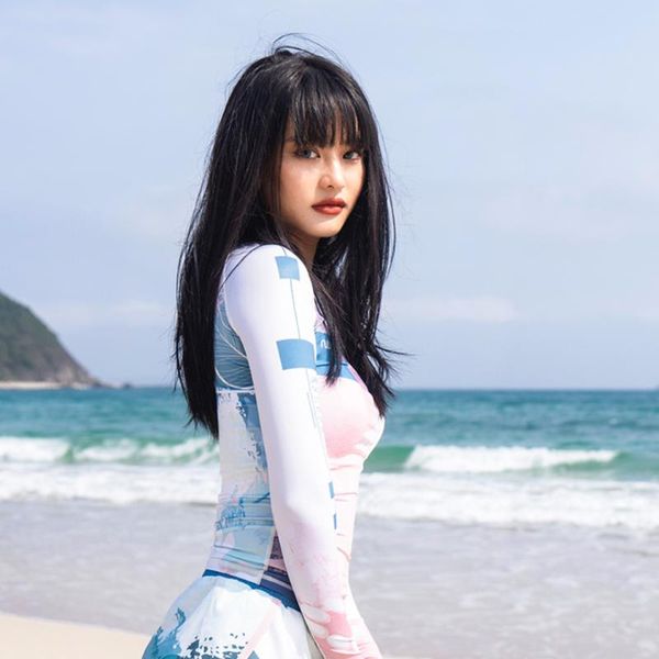 

one-piece suits nu-june swimsuit rash guard women long sleeve swimwear rashguard surfing two piece tankini set surf swimming