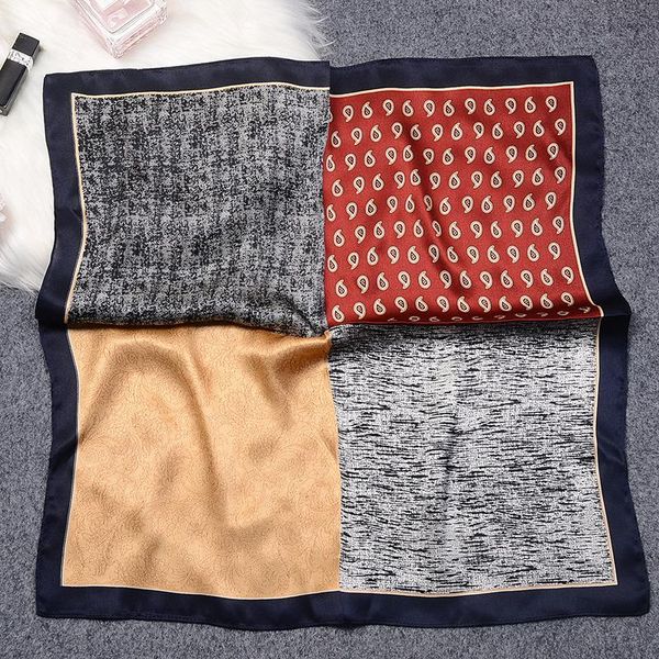 

scarves 53cm real silk scarf women luxury printed hair natural shawl handkerchief head hijab foulard fashion women's bandanas, Blue;gray