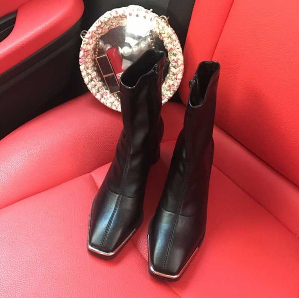 

boots women's autumn and winter fashion leather tenis feminino, Black