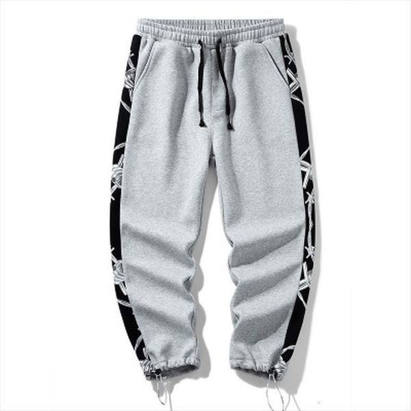 

sweatpants print loose hip women pant hop retro males baggy all match leisure chic denim trousers punk korean style mens, Black