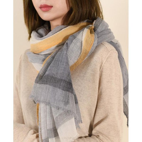 

scarves plaid 100% pure wool scarf warm women long echarpe wrap with tassel natural 200x90cm large foulard femme for ladies, Blue;gray
