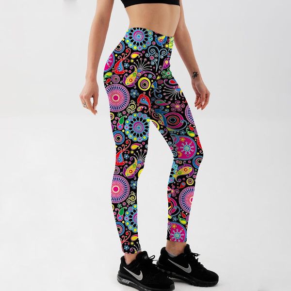 

women's leggings hyhy arrival wholesale+ drop colorful circles digital printing pants elasticity fashion, Black
