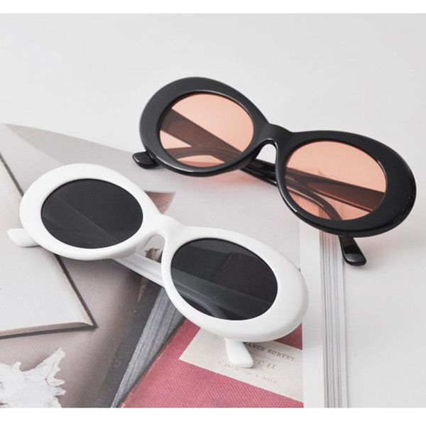 

sunglasses vintage oval ladies trendy retro eyewear cat eye glasses uv lunette de soleil male female black white, White;black
