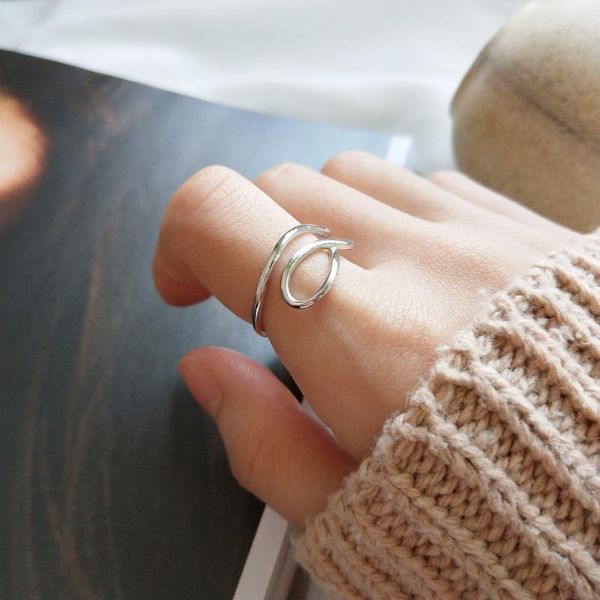 

cluster rings women's authentic s925 sterling silver fine jewelry creative elegant chic geometric j387, Golden;silver