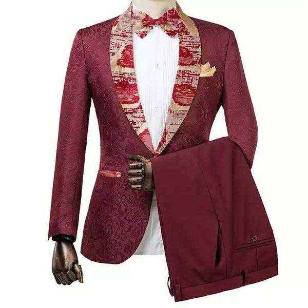 

men's suits & blazers standard butterfly suits of men custom red wine men's wedding suit groom tuxedo man jacket + pants vest szgk, White;black