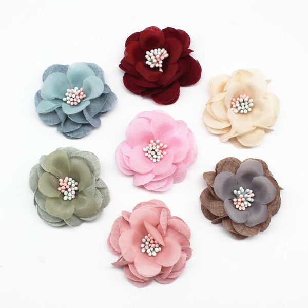 

decorative flowers & wreaths 10pcs pearl rhinestone chiffon hair accessories diy flower bouquet decorations no clips for headband