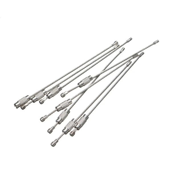 

stainless steel wires keychains carabiner key rings cables outdoor hiking, Silver