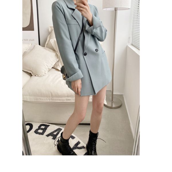 

women's suits & blazers elegant blue blazer, solid color, lapel, vintage, casual, loose, temper, rffn, White;black