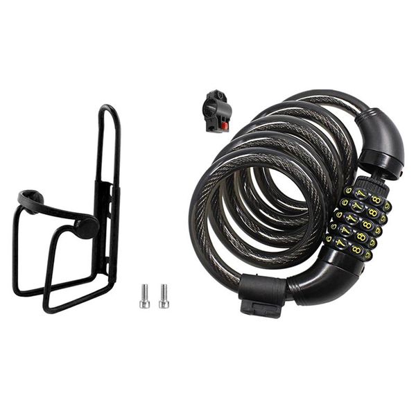 

water bottles & cages 1pcs aluminum bicycle bottle cage 5-digit bike lock cable with mount bracket, anti-theft coiling