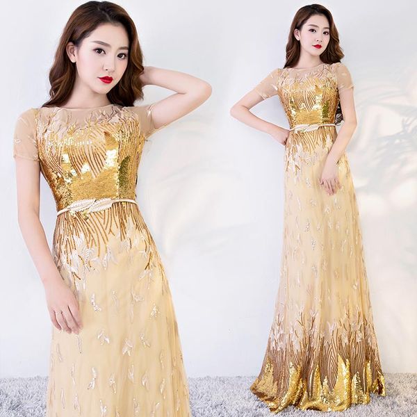 

party dresses mermaid evening long short sleeves sequins prom gown golden formal dress women occasion abendkleid, White;black
