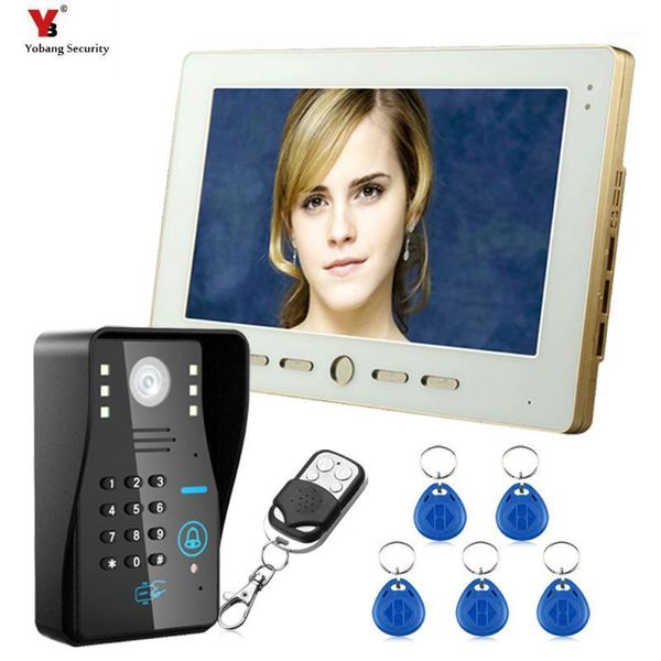 

yobang security 10"tft rfid password video door phone doorbell intercom system with ir camera 1000 tv line remote access control1