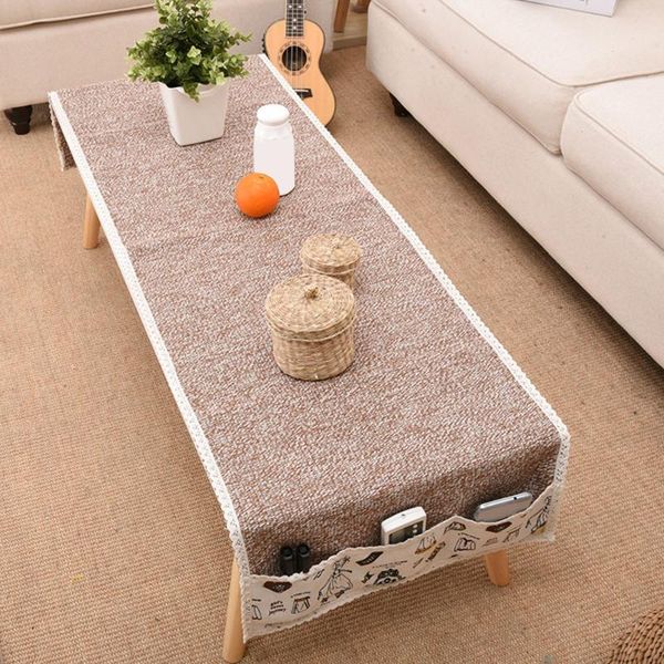 

table cloth cotton linen woven storage tablecloth multi-function coffee cover dining home decor