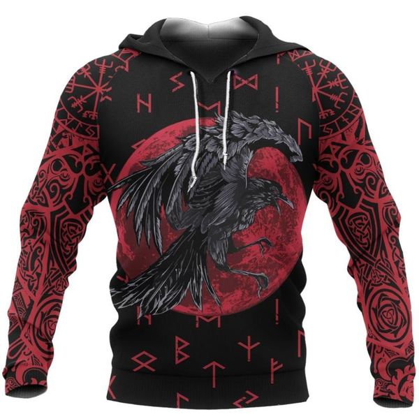 

men's hoodies & sweatshirts viking hoodie of odin 3d printed mens harajuku streetwear pullover autumn casual jacket tracksuit d, Black