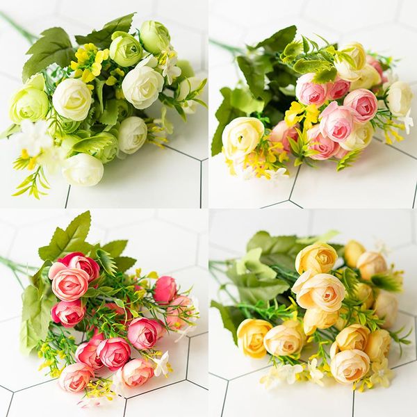

simulation flower small tea bud wedding wall guide layout silk fake supplies studio window shooting props decorative flowers & wreaths