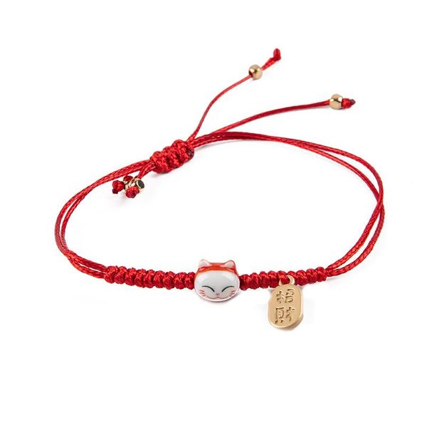 

charm bracelets handmade lucky cat rope bracelet birthday gifts maneki neko couple bangles, Golden;silver