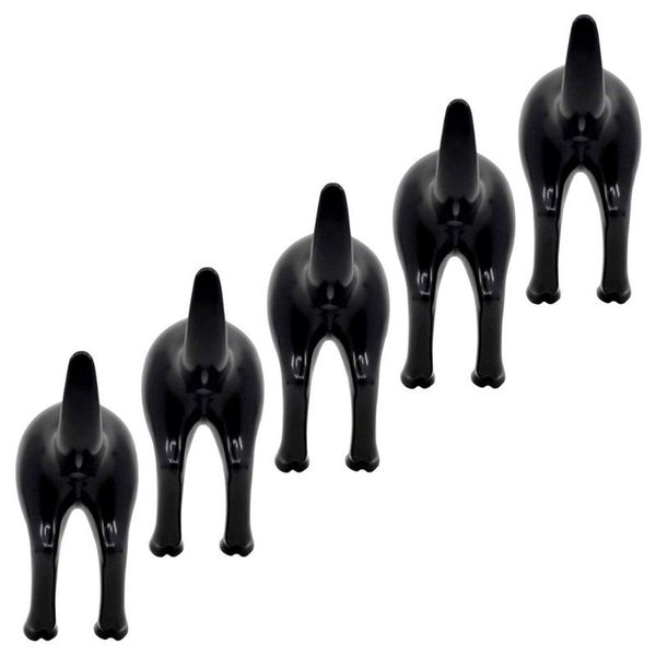 

hooks & rails 5pcs self-adhesive tail-shaped stand towel hook for bathroom (black)
