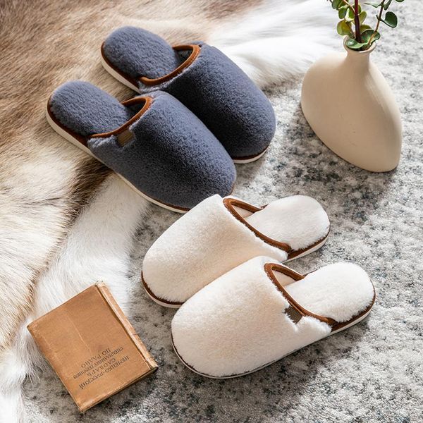 

winter women warm slipper indoor short plush flip flop cute non-slip couple house floor slippers female home bedroom for men, Black