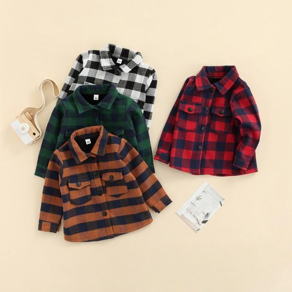 

jackets pudcoco baby boys coat long sleeve plaid lapel neck chest pockets loose fall winter casual party cardigan, Blue;gray