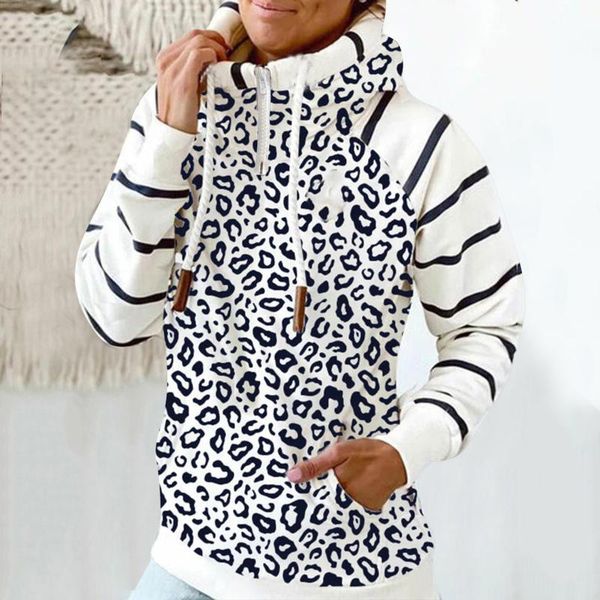 

women's hoodies & sweatshirts mens and womens winter striped abstract print harajuku long-sleeved pockets sweatshirt casual pullover to, Black