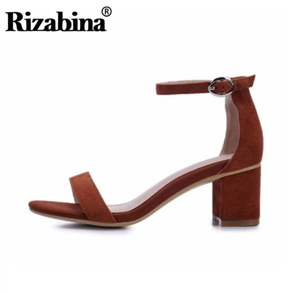 

rizabina women sandals real leather high heels summer shoes fashion metal buckle party wedding bridals footwear size 34-39, Black