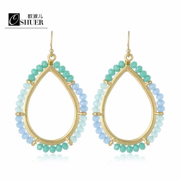 

dangle & chandelier 2021 4 colors gold-color blue crystal earrings for woman fashion romantic summer style, Silver