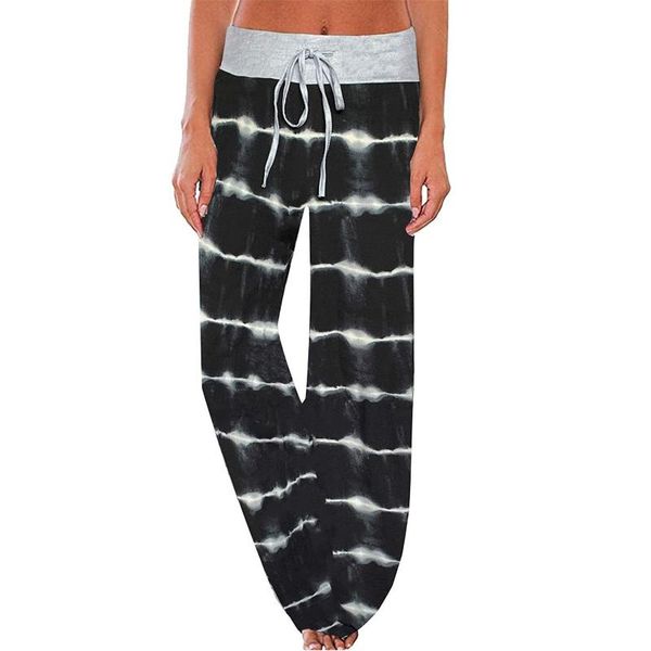 

women's pants & capris women fashion print wide leg trousers high waist autumn 2021 casual female streetwear, Black;white
