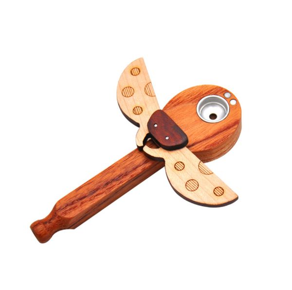 Raffreddare mini tubi di filtro in legno naturale Dry Herb Tabacco Handpipe Wood Smoking Portable Ladybugs Shape Innovativo Wing Magnet Cover Holder DHL Free