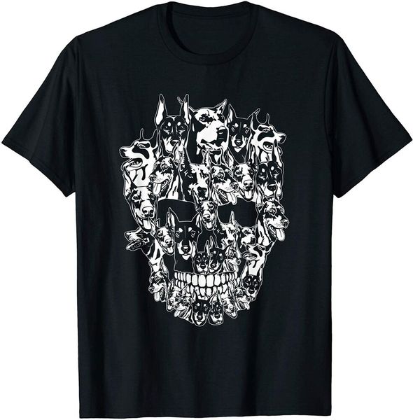 

doberman dog skull tshirt halloween costume t-shirt size m-5xl, White;black