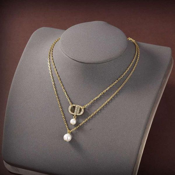 

pendant necklaces original brand designer chokers double necklace vintage retro advanced europe pearl chain women jewelry holiday gift, Silver