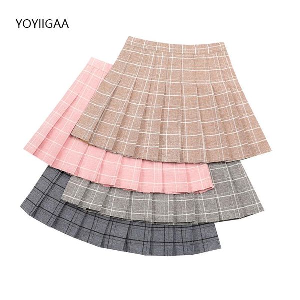 

skirts summer women's skirt harajuku plaid female cute sweet ladies pleated high waist a-line girls dance mini, Black
