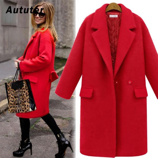 

women's wool & blends clothingjackets coatswool casual solid autumn coat women large size long winter plus coat#a3, Black