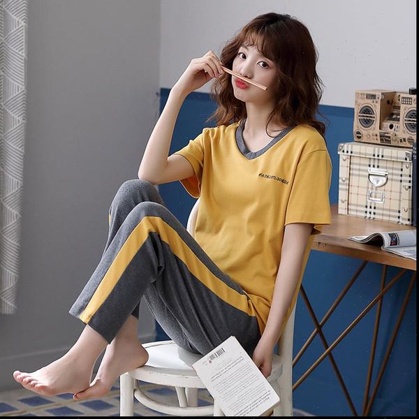 

autumn home clothes 100% cotton women sleepwear pajamas set fall suit homewear costumes female, Black;red
