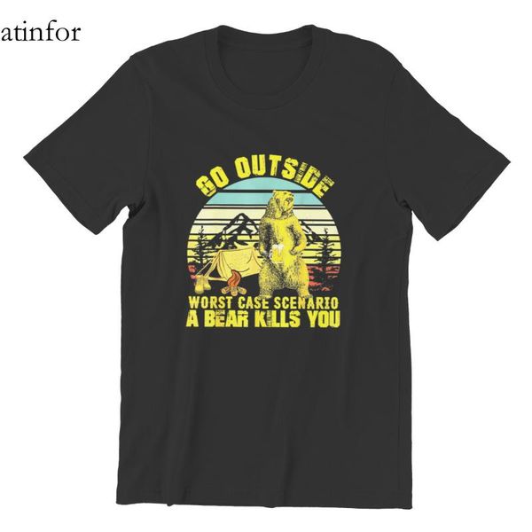 

men's t-shirts antifor go outside worst case scenario a bear kills you ca t-shirt printing fashion 90s korean style tees 62726, White;black
