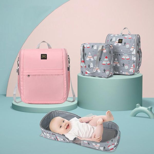

backpack diaper bag portable crib design casual maternity nappy large capacity waterproof multifunction for travel baby care