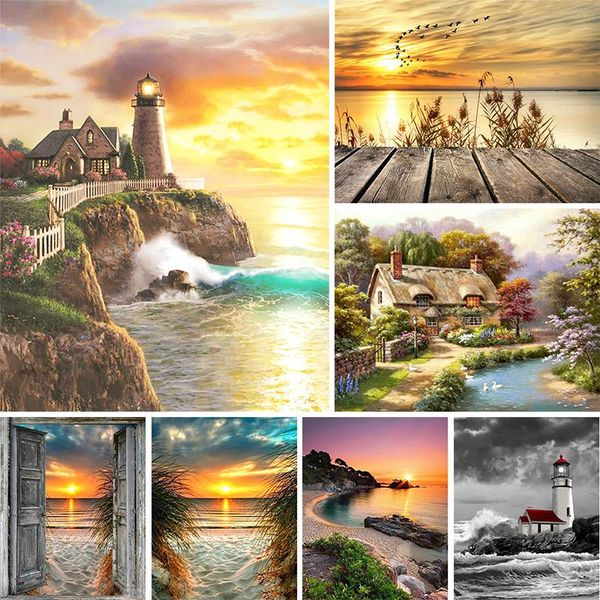 

paintings amtmbs landscape sunset sea view painting by numbers for drawing on canvas diy coloring home art number decor