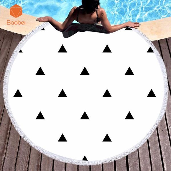 

towel white microfiber soft round beach with tassel yoga mat blanket printed serviette 150cm bath summer suncreen