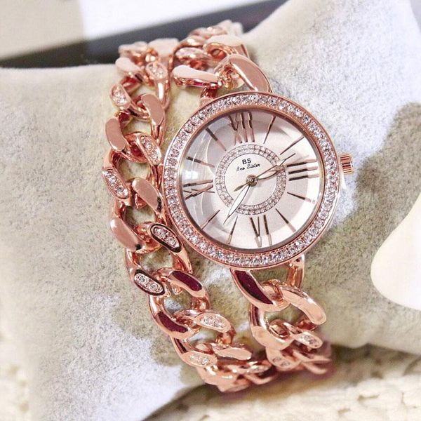 

wristwatches seyrnow ladies wrist watches 2021 rose gold bracelet quartz watch small dial clock women stylish stainless steel, Slivery;brown