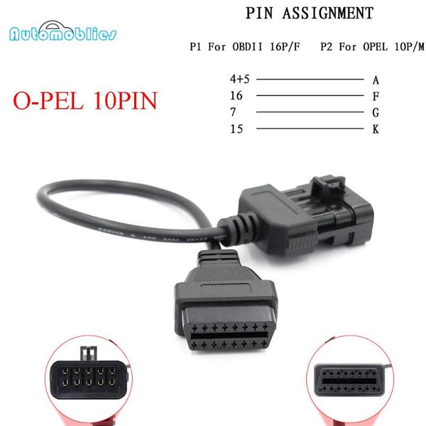 

diagnostic tools obd2 10pin cable for vauxhall to 16pin female connector obd ii 10 pin